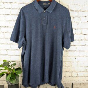 Polo short sleeve dark blue cotton shirt, XXL 2XL